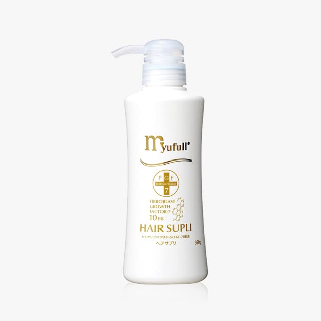 「商品情報」商品紹介 「ミューフル ヘアサプリ 360g」は、FGF-7を配合したトリートメントです。髪にハリやコシを与え、トリートメントが髪に吸収されて、髪が保護される感覚を肌で味わうことができます
