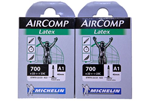 2本セット ミシュラン Michelin ラテックスチューブ 700C 仏式 AIRCOMP Latex A1 (700×22/23c(バルブ長40mm)) [並行輸入品]