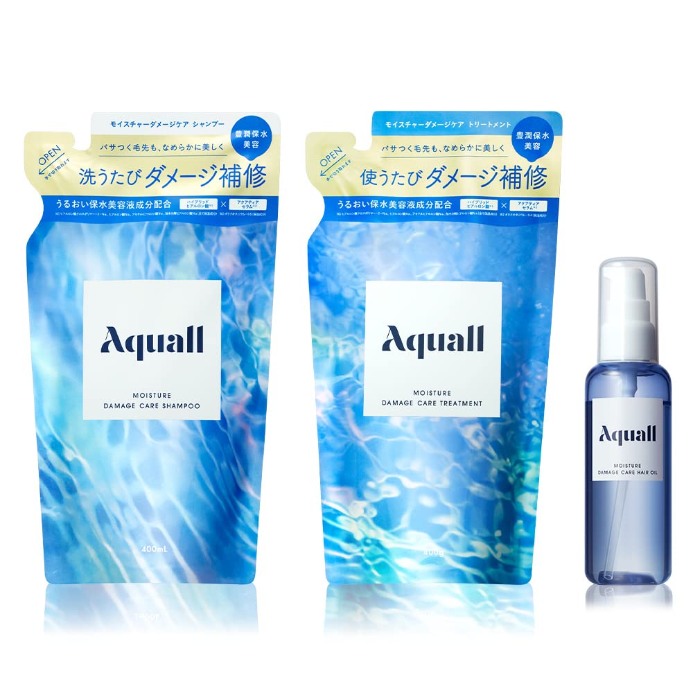 「商品情報」Aquall アクオル モイスチャーダメージケア シャンプー トリートメント 詰め替え ヘアオイル 3点セット ヘアケア ダメージケア 保湿 補修 メンズ レディース「主な仕様」 【みずか