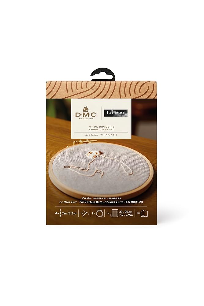 「商品情報」DMCとルーヴル美術館のコラボレーション、フリーステッチキットです。 ※完成品ではありません。ご自身で作成のフリーステッチキットです。 【セット内容】 刺繍糸:25番糸2m×4カセ、刺繍布
