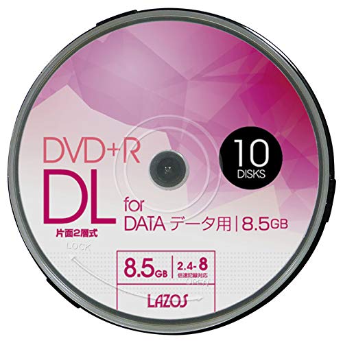 リーダーメディアテクノ DVD+R DL 8.5GB 片面2層 10枚 データ用 Lazos 8倍速対応 インクジェットプリンター対応 LーDDL10P/2655 x3個セッ